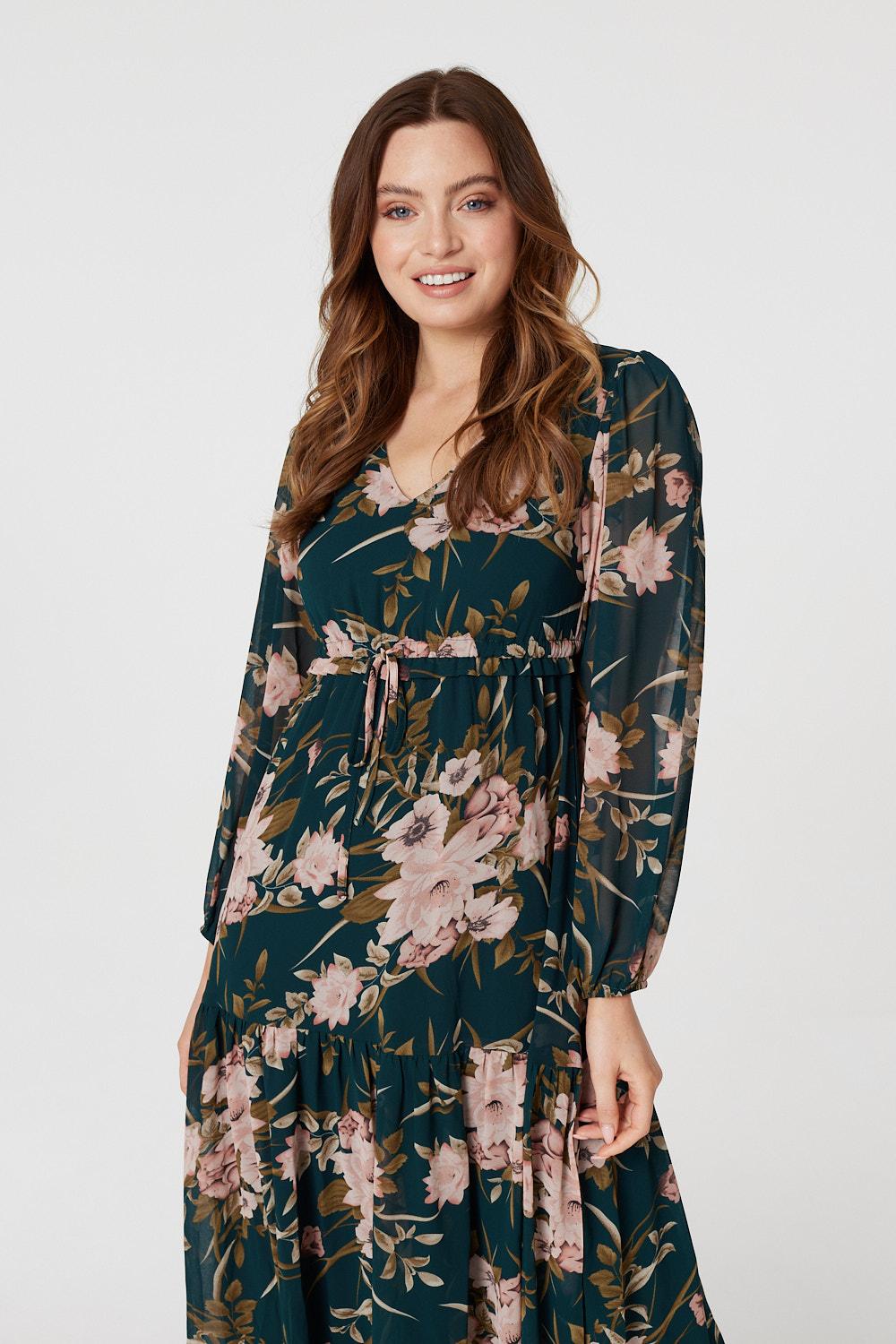 Floral Drop Waist Maxi Dress