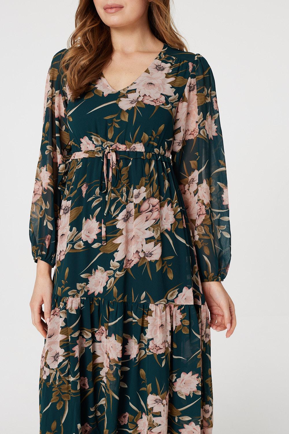Floral Drop Waist Maxi Dress