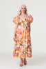 Coral | Printed Puff Sleeve Midi Dress : Model is 5'8.5