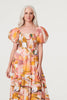 Coral | Printed Puff Sleeve Midi Dress