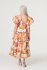 Coral | Printed Puff Sleeve Midi Dress