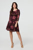 Burgundy | Floral Lace Layer Pleated Short Dress
