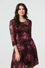 Burgundy | Floral Lace Layer Pleated Short Dress
