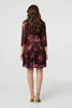 Burgundy | Floral Lace Layer Pleated Short Dress
