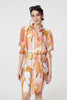 Orange | Printed 3/4 Puff Sleeve Shirt Dress
