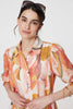 Orange | Printed 3/4 Puff Sleeve Shirt Dress