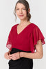 Red | Colour Block Sheer Sleeve Midi Dress
