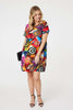 Red | Abstract Print Relaxed Dress