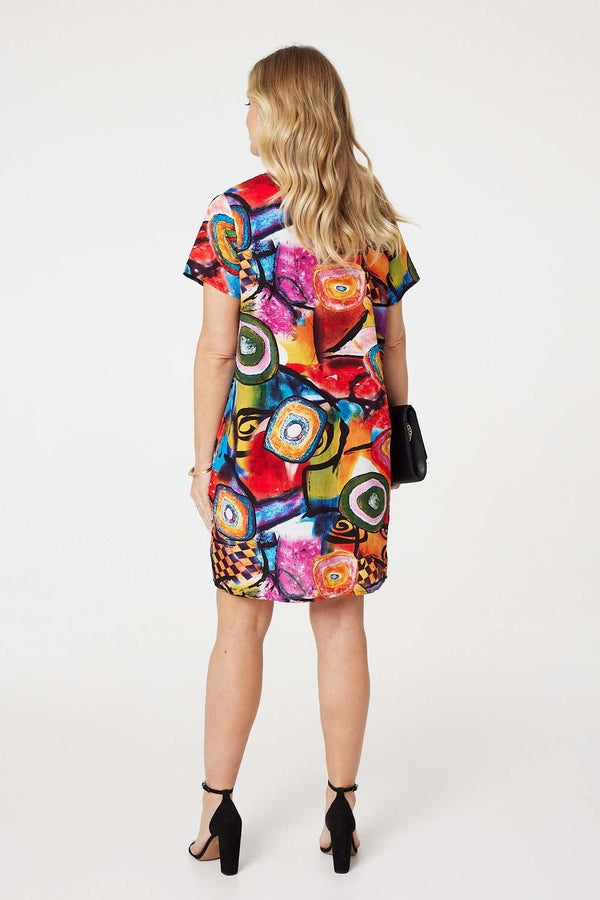 Red | Abstract Print Relaxed Dress