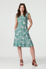 Green | Paisley Frill Hem Cap Sleeve Dress