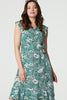 Green | Paisley Frill Hem Cap Sleeve Dress