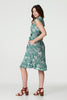 Green | Paisley Frill Hem Cap Sleeve Dress