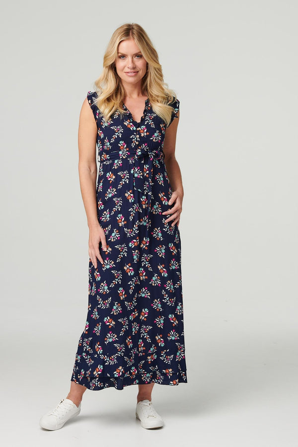 Navy | Floral Column Maxi Dress