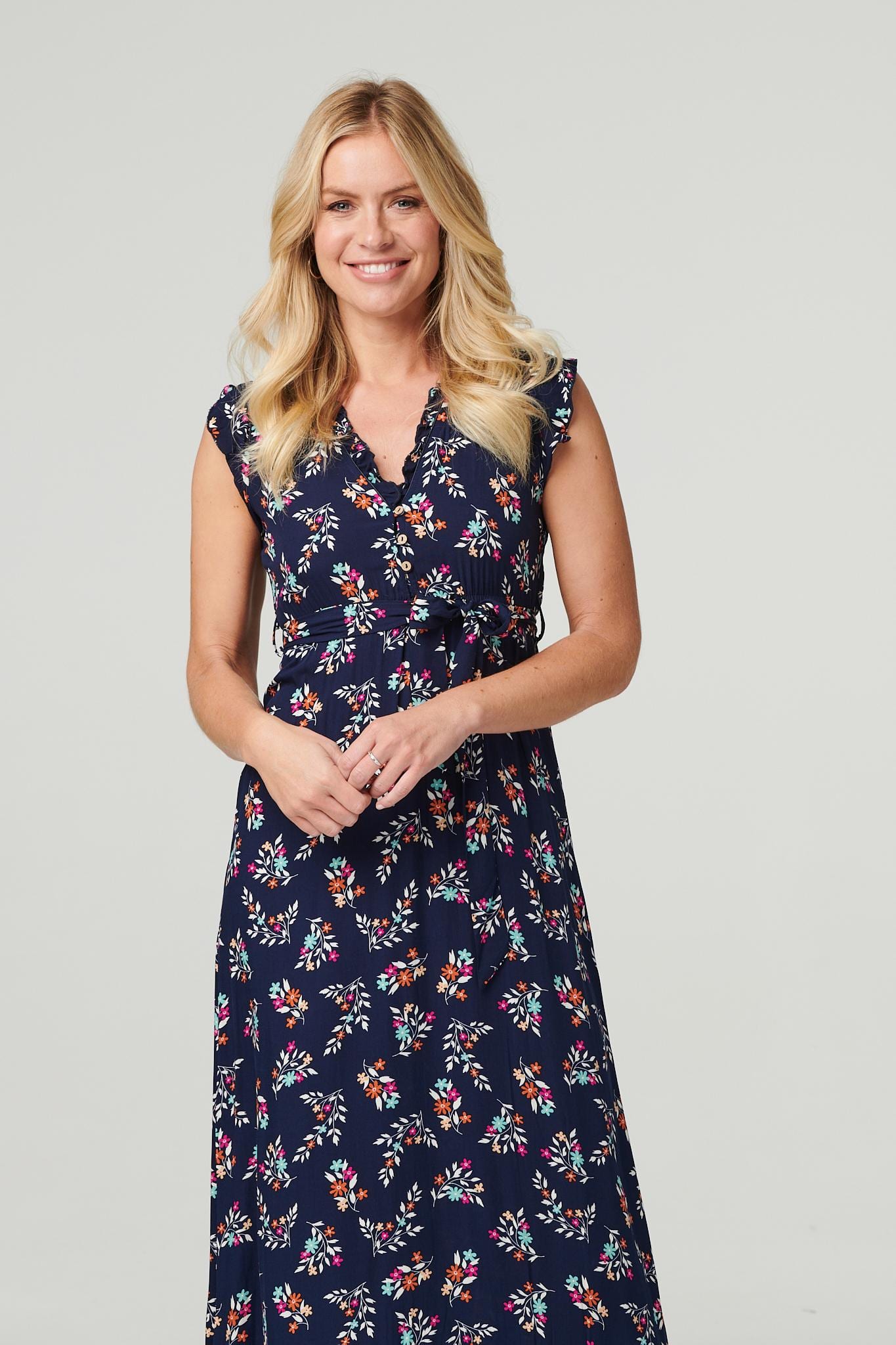 Navy | Floral Column Maxi Dress