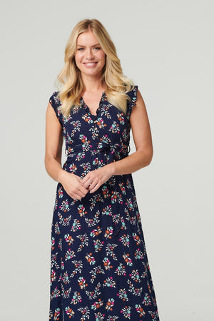 Navy | Floral Column Maxi Dress