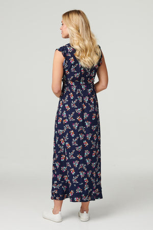 Navy | Floral Column Maxi Dress