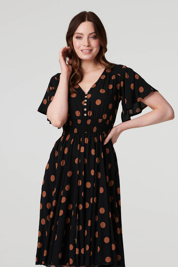 Black | Polka Dot Fit & Flare Short Dress