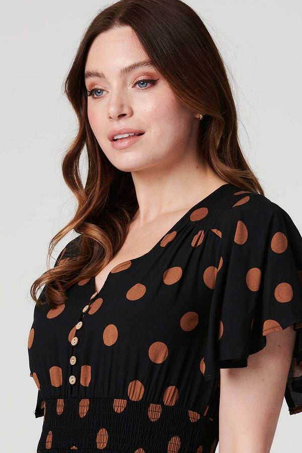 Black | Polka Dot Fit & Flare Short Dress