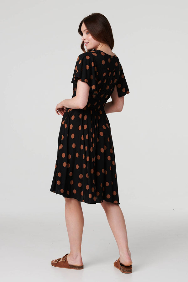 Black | Polka Dot Fit & Flare Short Dress