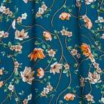 Teal | Floral Lace Trim Short Sleeve Midi Dress