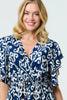 Navy | Mosaic Print Ruffle Batwing Sleeve Maxi Dress
