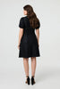 Black | Sparkly Short Sleeve Belted Wrap Dress