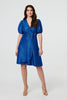 Blue | Sparkly Short Sleeve Belted Wrap Dress