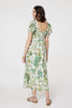 Green | Floral Tie-Front Short Sleeve Midi Dress