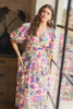 Pink | Floral 1/2 Puff Sleeve Midi Dress
