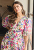 Pink | Floral 1/2 Puff Sleeve Midi Dress