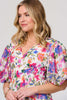 Pink | Floral 1/2 Puff Sleeve Midi Dress