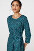 Green | Animal Print Knot 3/4 Sleeve Short Dress
