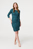 Green | Animal Print Knot 3/4 Sleeve Short Dress
