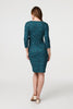Green | Animal Print Knot 3/4 Sleeve Short Dress
