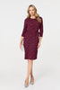 Pink | Animal Print Knot 3/4 Sleeve Short Dress : Model is 5'10