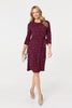 Pink | Animal Print Knot 3/4 Sleeve Short Dress
