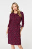 Pink | Animal Print Knot 3/4 Sleeve Short Dress
