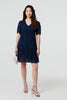 Navy | Sparkly Dot Print Semi Sheer Short Dress
