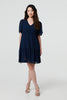 Navy | Sparkly Dot Print Semi Sheer Short Dress
