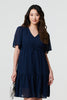 Navy | Sparkly Dot Print Semi Sheer Short Dress
