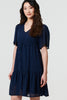 Navy | Sparkly Dot Print Semi Sheer Short Dress

