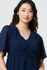 Navy | Sparkly Dot Print Semi Sheer Short Dress
