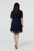 Navy | Sparkly Dot Print Semi Sheer Short Dress
