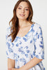 White | Leaf Print 3/4 Sleeve Knee Length Dress
