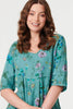 Teal | Floral 3/4 Sleeve Short Shift Dress
