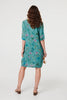 Teal | Floral 3/4 Sleeve Short Shift Dress
