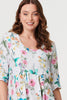 White | Floral 3/4 Sleeve Short Shift Dress
