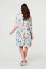 White | Floral 3/4 Sleeve Short Shift Dress
