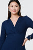 Navy | Textured Ruched Long Sleeve Midi Dress
