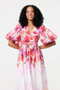 White | Floral Print 1/2 Angel Sleeve Midi Dress